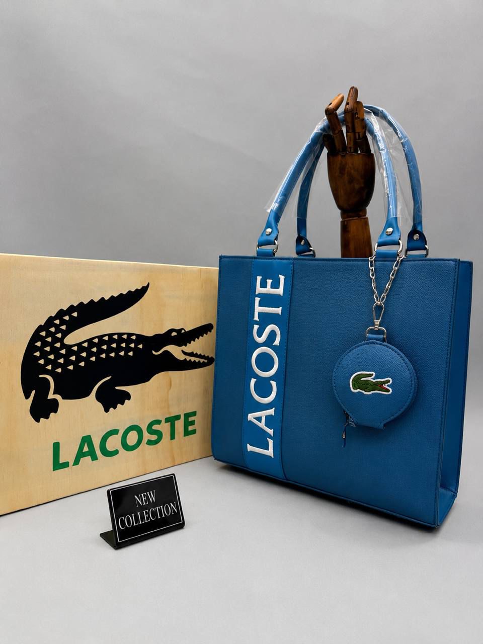 Lacoste Γυναικεία Τσάντα Μπλε Tote με Mini Pouch