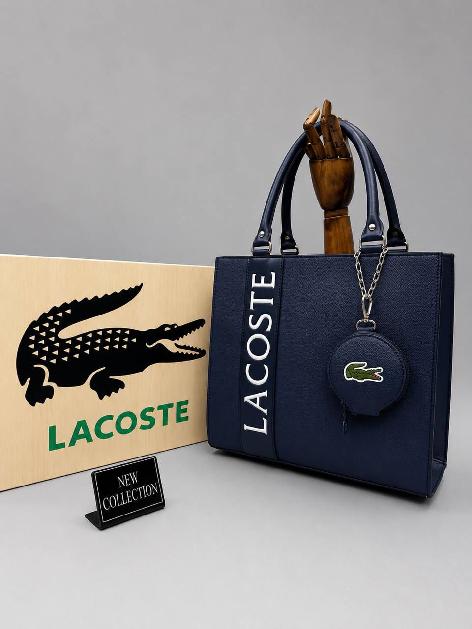 Lacoste Γυναικεία Τσάντα Navy Tote με Mini Pouch