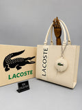 Lacoste Γυναίκεια Τσάντα Μπεζ Tote με Mini Pouch