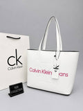 Calvin Klein Jeans Γυναικεία Τσάντα Λευκή Tote Logo