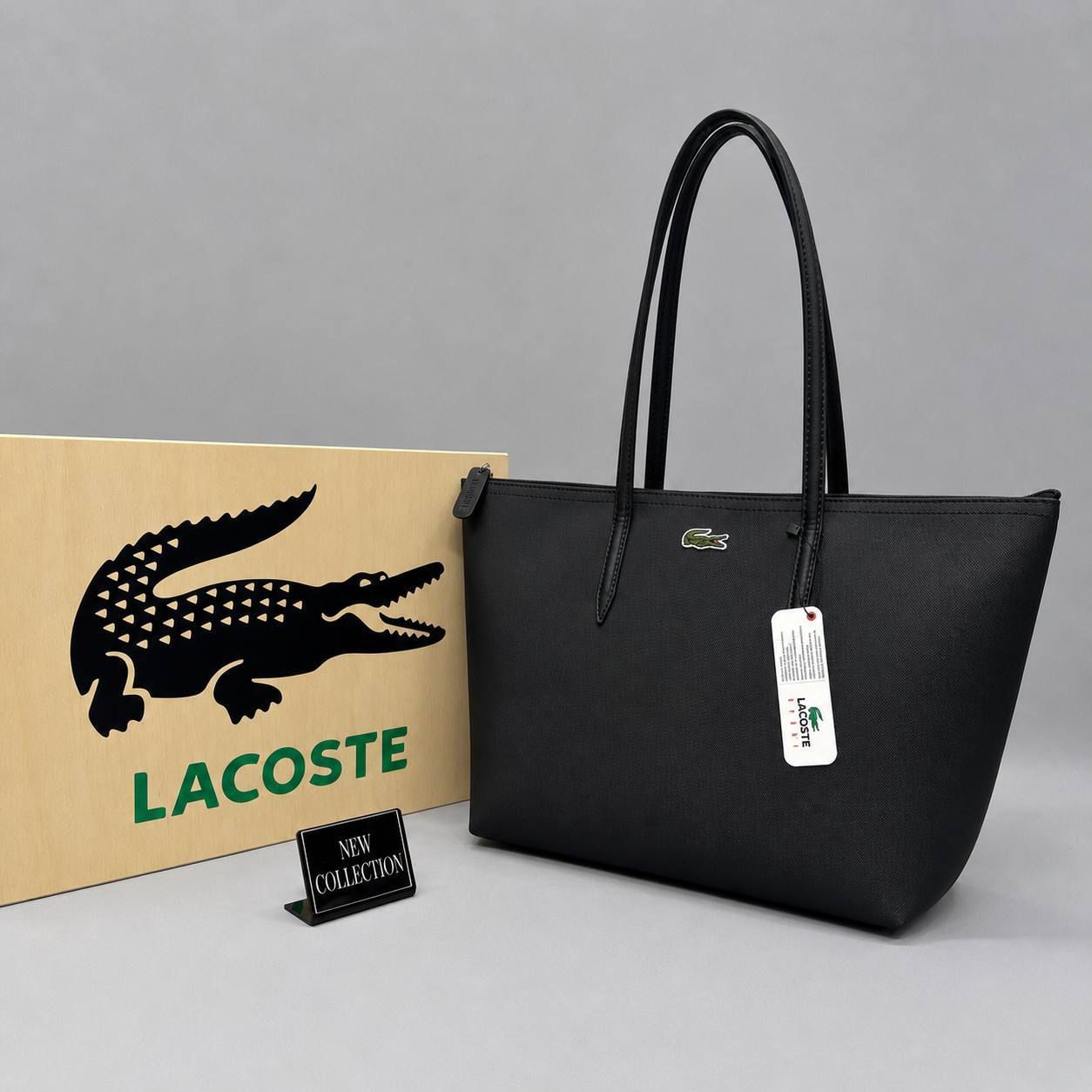 Lacoste Γυναικεία Τσάντα Μαύρη   Zip Tote