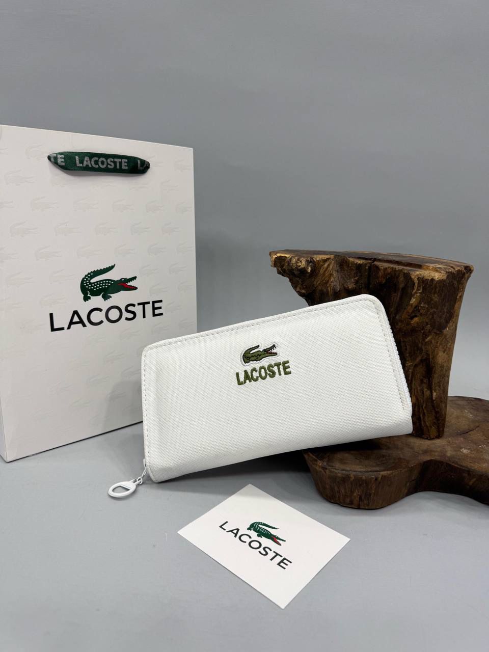 Lacoste Γυναικείο Πορτοφόλι Zip-Around Λευκό