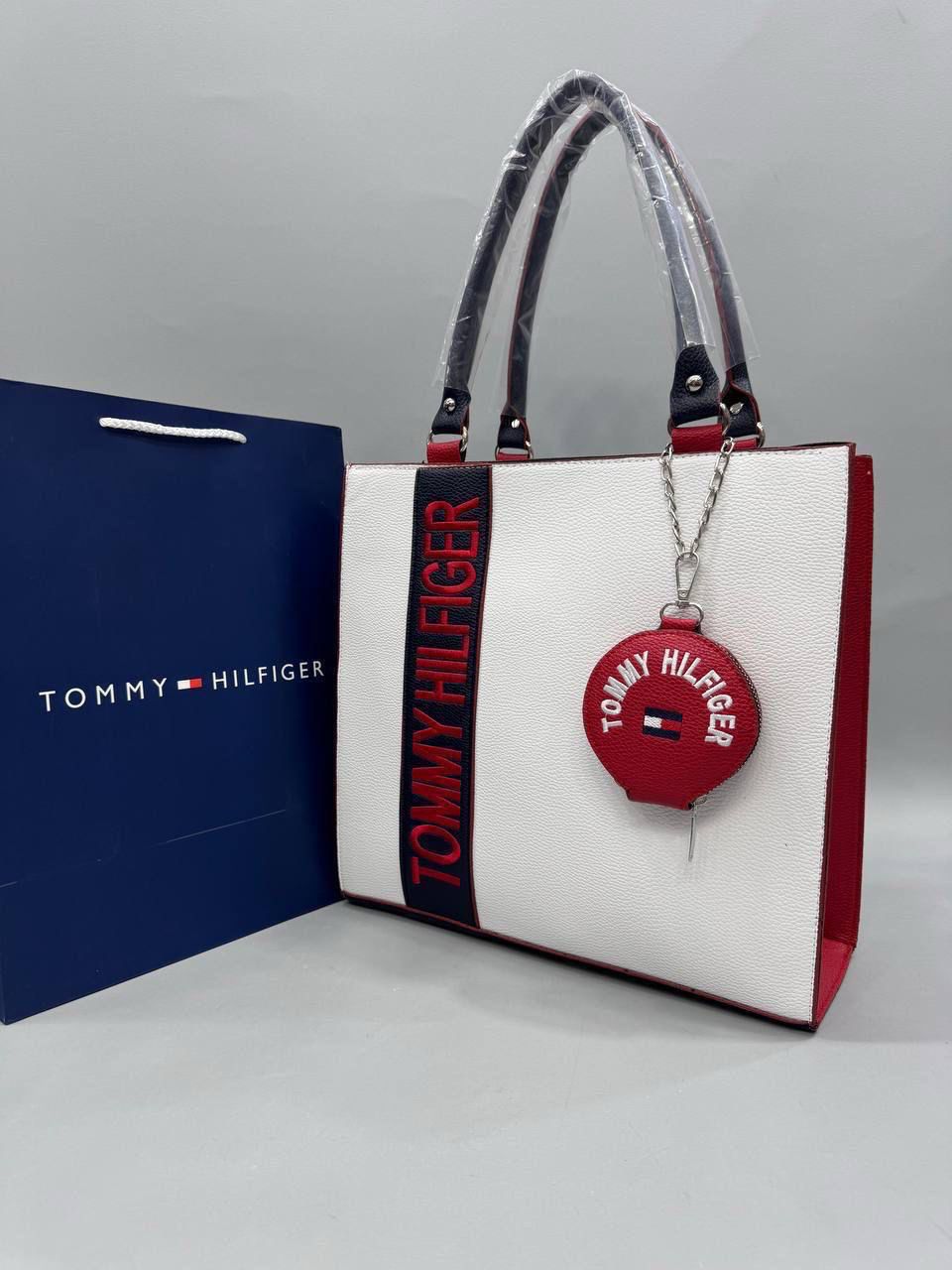 Tommy Hilfiger Γυναικεία Τσαντα Tote με mini Pouch Λευκή