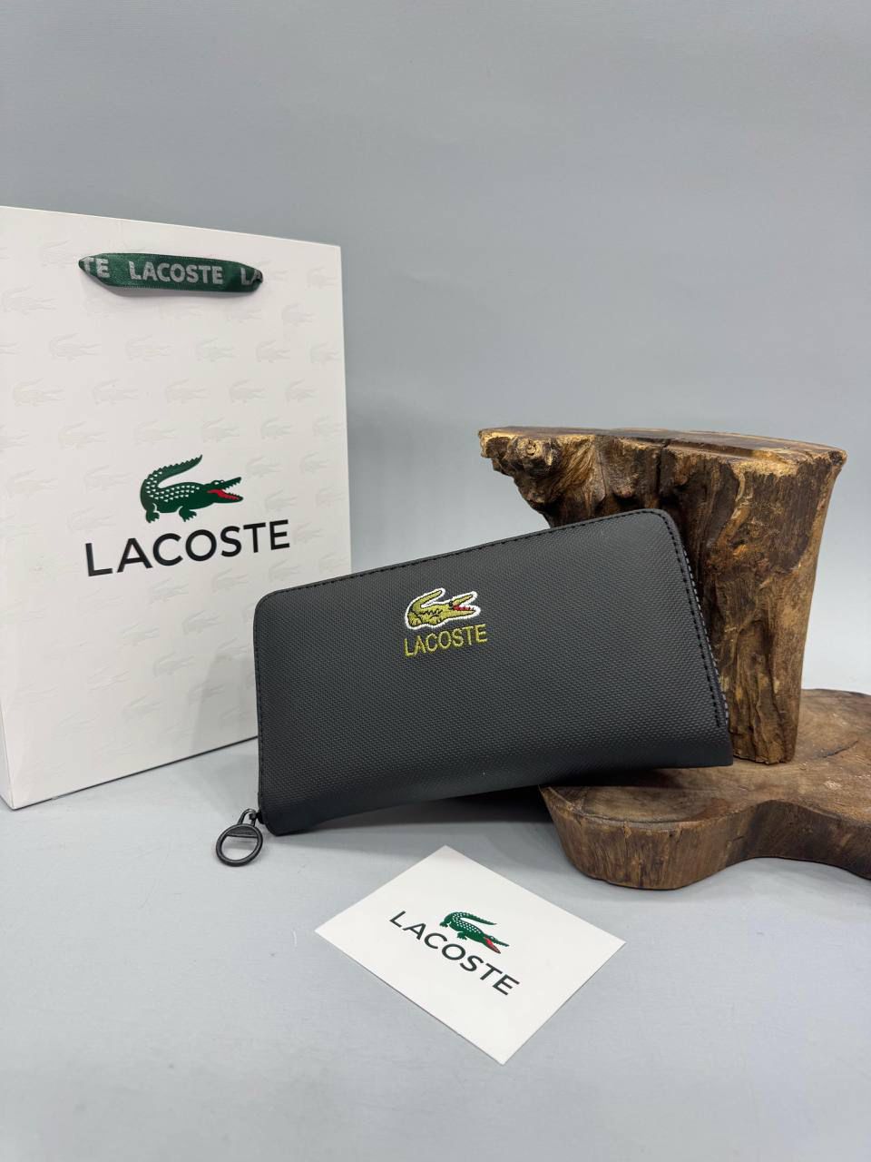 Lacoste Γυναικείο Πορτοφόλι Zip-Around Μαύρο